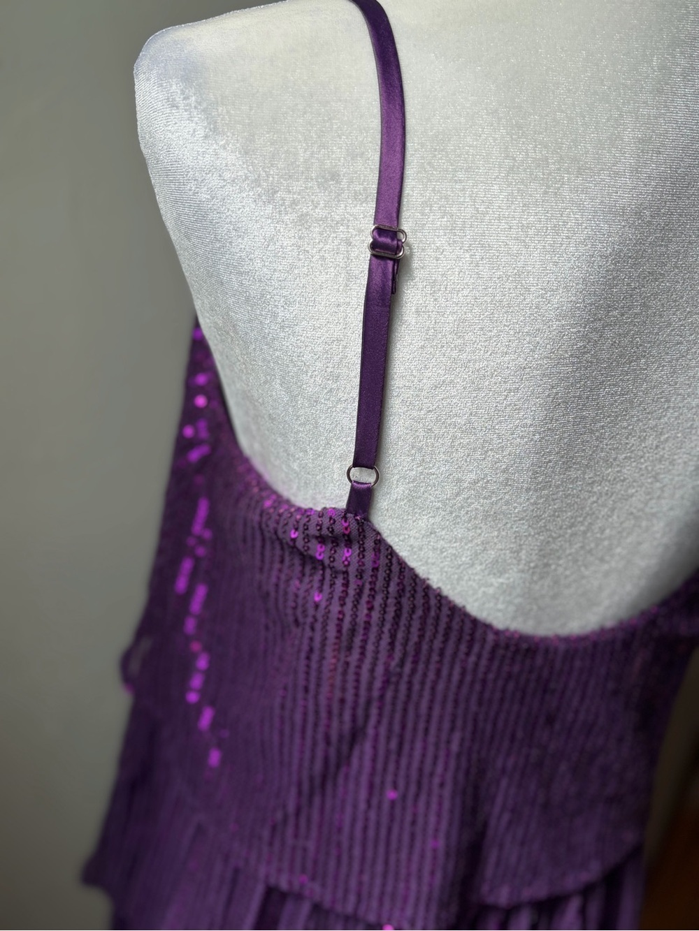 Fansi Nova Purple Sequin Tiered Party Dress Layered Cocktail Dress M - Picture 7 of 9